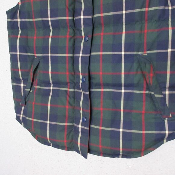 Vintage Eddie Bauer Puffer Vest Women Small Plaid Tartan Goose Down‎ Full Zip - Picture 3 of 10